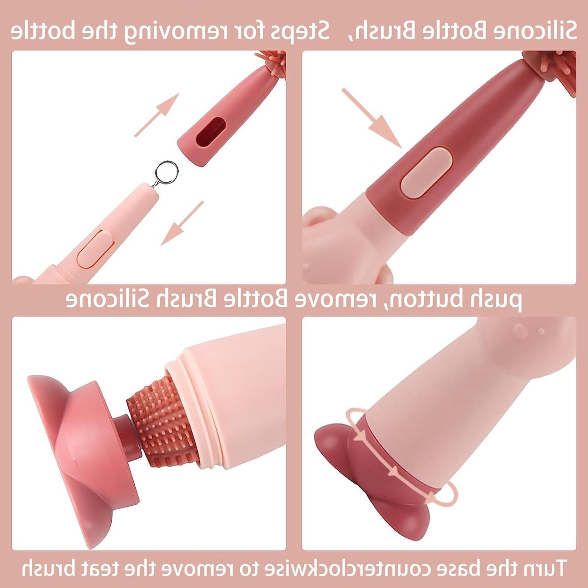 3-in-1 Silicone Flesborstel, BPA-vrij en Duurzaam, Geschikt voor Alle Flesformaten en Spenen, Ideaal voor Babyflessen en Drinkflessen