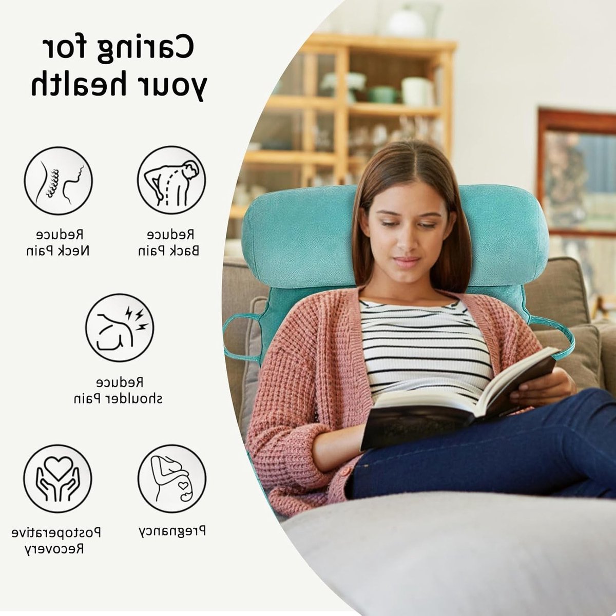 Leeskussen - Rugkussen - Comfortabel Lezen - Afneembare Nekrol - XL Formaat - Blauw