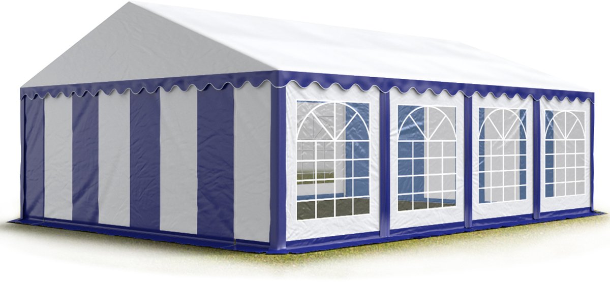 Partytent - Feesttent - Paviljoentent - 5x8m - PVC / blauw wit / 100% waterdicht & UV-bestendig  / Inclusief zijwanden