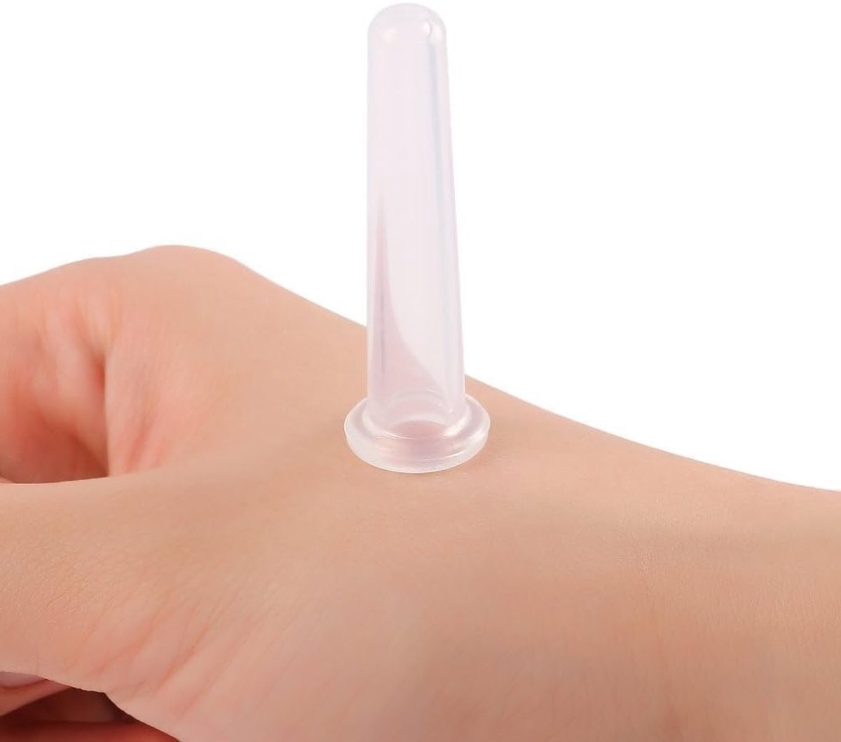 Set of 4 white silicone cupping glasses for face and eyes - gentle vacuum massage therapy (skin-friendly and reusable) - ShopVlot