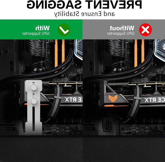 Verstelbare GPU Steun voor Grafische Kaarten, Anti-Sag Ondersteuning, Geschikt voor 6-96mm (Wit) — afbeelding 2