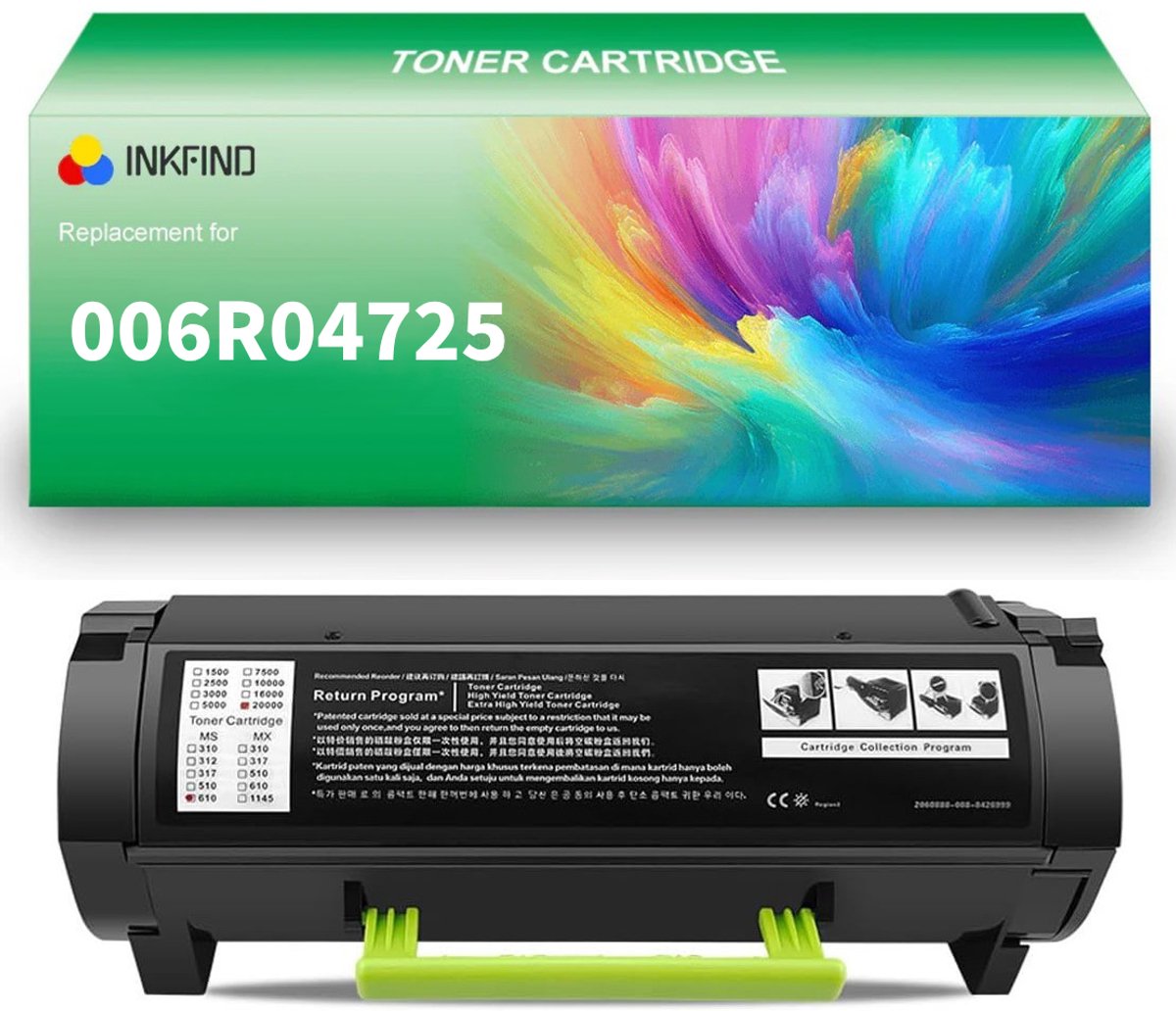 INKFIND 006R04725 Zwart tonercartridge compatibel met Xerox 006R04725 Zwart geschikt voor Xerox B410/ VersaLink B415 - 1-pack Zwart