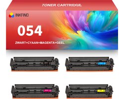 INKFIND 054 tonercartridge multipack van 4 stuks (Zwart+Cyaan+Magenta+Geel) compatibel met Canon 054 Canon 054H (Zwart+Cyaan+Magenta+Geel) toner…