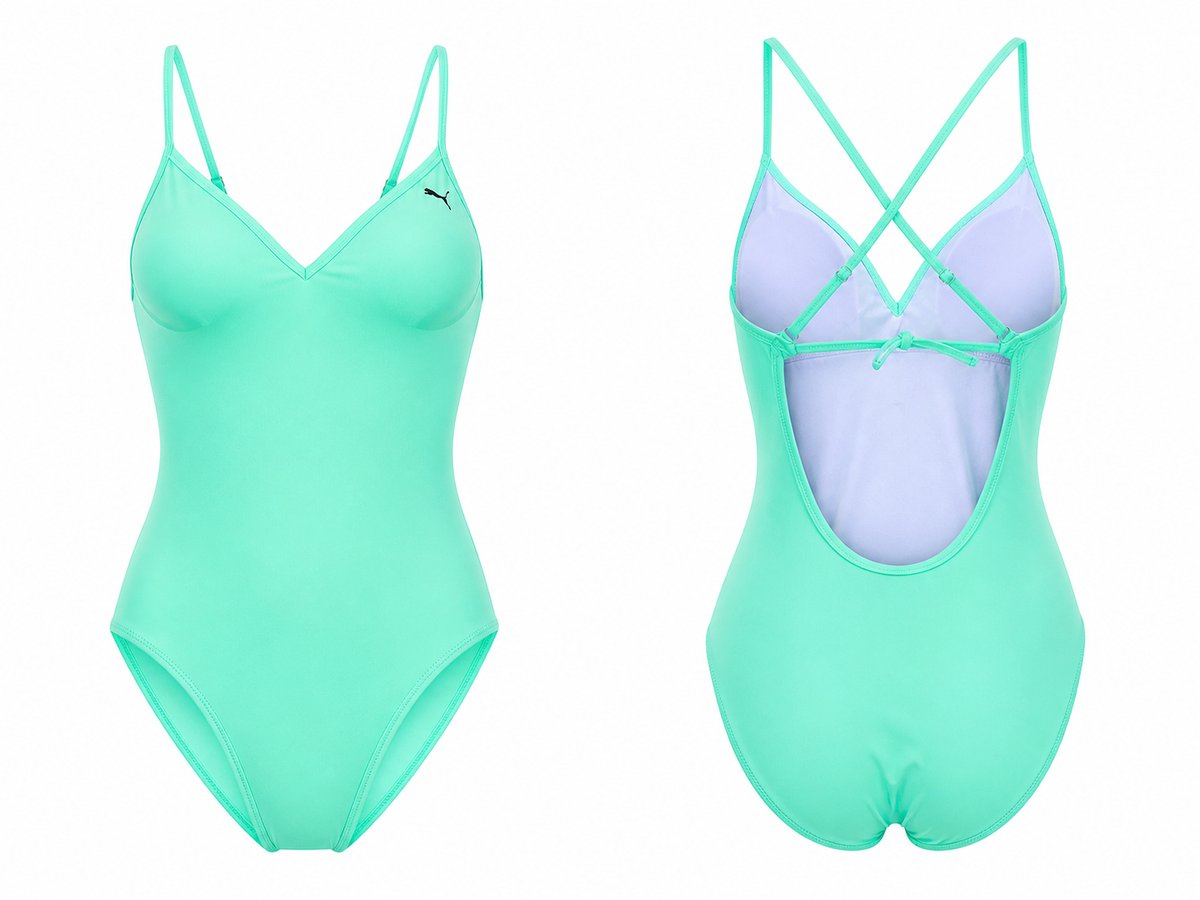 Puma crossback swimsuit padded cups badpak Groen