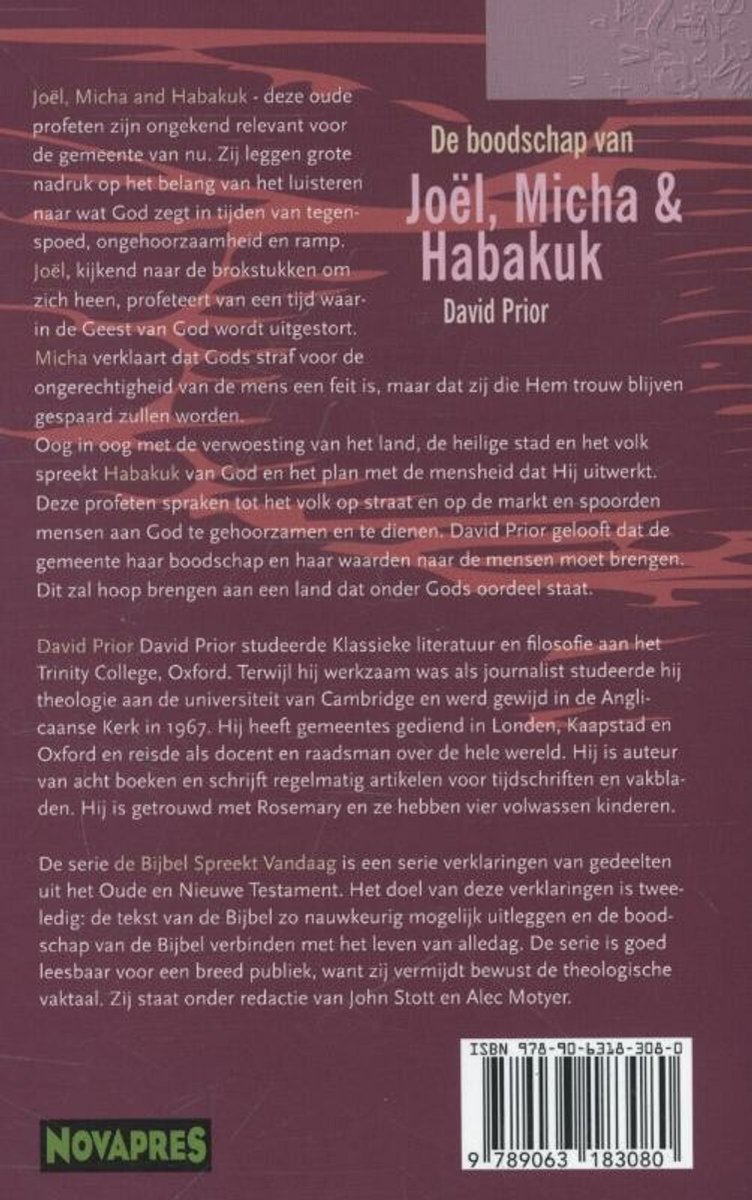 De Bijbel spreekt vandaag - De boodschap van Joel, Micha en Habakuk - back cover