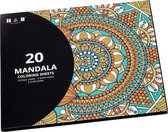 Mandala Kleurkaarten - 20 Stuks - Zwart, Wit en Bruin Karton - Mandala Tekenen Volwassenen & Kinderen - 17x15 cm - Creatief Doeboek