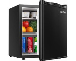 MakkelijkMooi Zwarte Bar Koelkast - Mini Koelkast - met Vriesgedeelte - Energiezuinig - inhoud 46 ltr - Met Omkeerbare Deur
