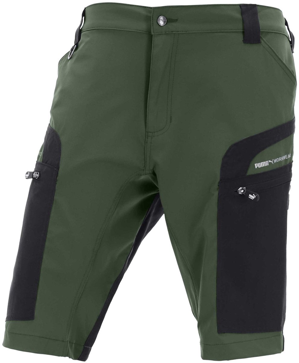 PUMA Workwear Pro One Shorts – Outdoor short met workwear functionaliteit en D-Ring – 4-way stretch – heren – Oliv – 3XL Groen