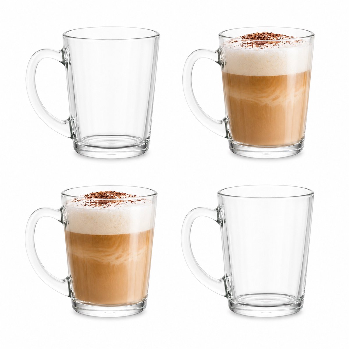 Glasrijk® theeglazen - 310 ml - 4 stuks - Koffieglazen - Enkelwandige glazen - Theeglas met oor - Theeglas - Cappuccino glazen - Latte macchiato glazen - Koffieglas met oor