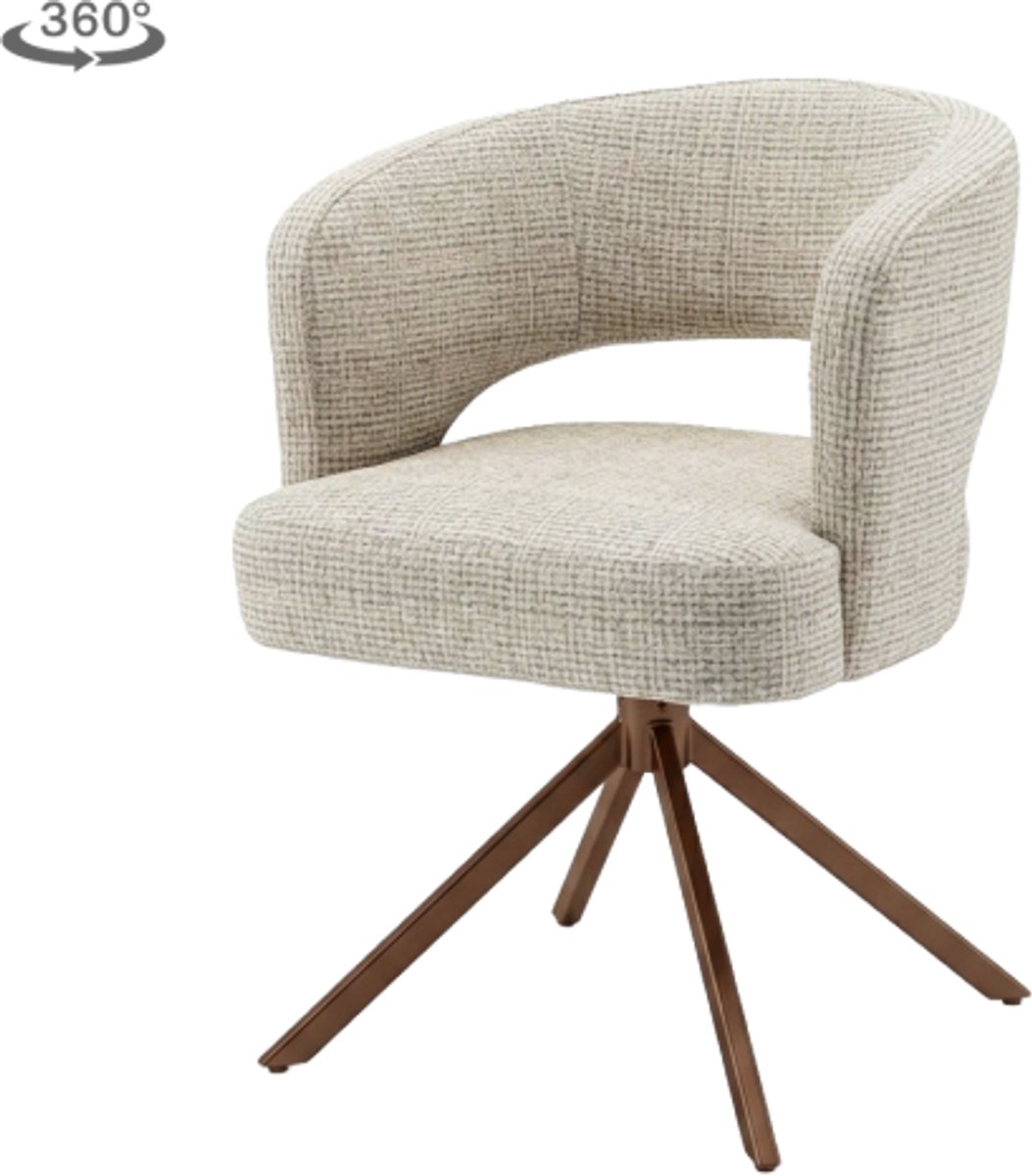 Tower Living Mura eetkamerstoel draaibaar - Cremona 14 beige - Anodic brown