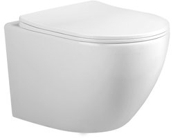 Adema Salina 2.0 hangtoilet – compact – spoelrandloos – diepte 48,5 cm – met softclose zitting – glans wit