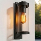 Luminize buitenlamp met schemersensor - wandlamp met dag en nacht sensor - 17x12x30cm - E27 - zwart