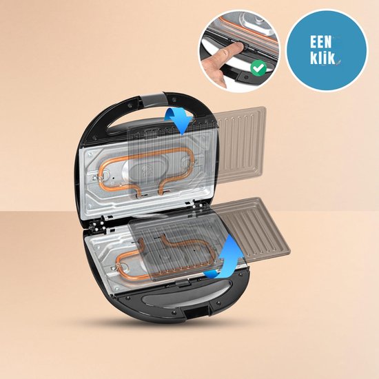 YOR® Contactgrill met uitneembare platen - Contactgrill - Multi grill - Zwart/Zilver - ‎24cm x 22cm x 10cm van Yor — afbeelding 5