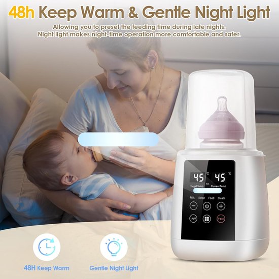 Multifunctionele Flesverwarmer, 6-in-1 Snelle Elektrische Flesverwarmer, Flessterilisator met Touchscreen, Dampsterilisator met Slimme Temperatuurregeling, Automatisch Uitschakelen (Opmerking: De doos bevat geen flessen.) — afbeelding 2