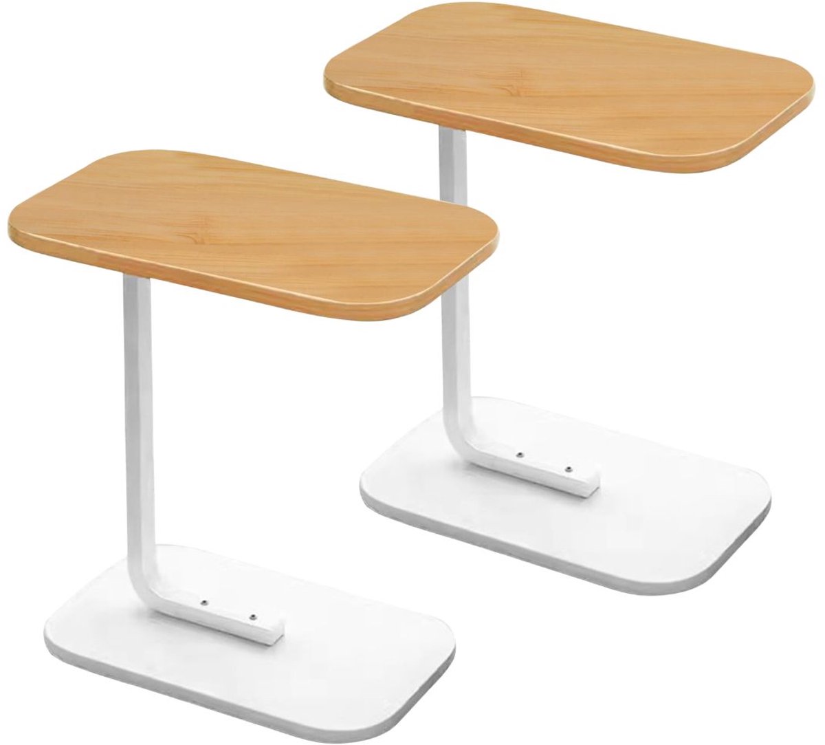 Home & Marker -2 Stuks - Houten Bijzettafel - Koffietafel - Sidetable Wit - Banktafel - Bedtafel - 38x28x58 cm - DESKICA