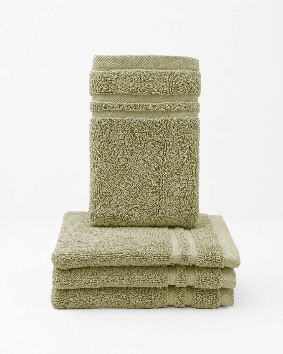 HOOMstyle Washandjes Boutique - 4 stuks - 14x21cm - Olijfgroen