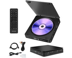 KZQ Draagbare dvd-speler - Externe dvd-/cd-speler - Tv-dvd-speler - Ondersteunt 1080p HD-videoweergave - HDMI/USB/AV-interfaceaansluiting - Touchscreen en draadloze streamingfunctie - Voor thuis, kantoor en entertainmentruimtes