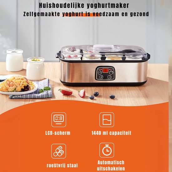 YOR® Yoghurtmaker - Citruspers - Ijsmachine - Zilver - ‎37cm x 18cm x 14cm — afbeelding 4