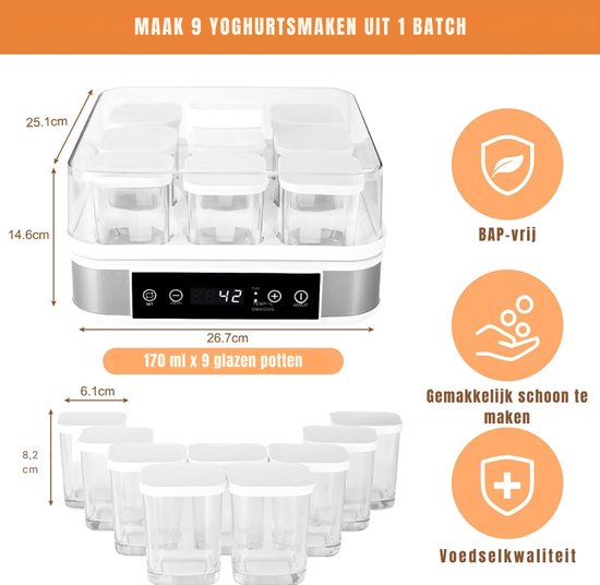 Aurixi® Yoghurtmaker - Citruspers - Ijsmachine - Wit -‎32cm x 32cm x 19cm van Aurixi — afbeelding 5