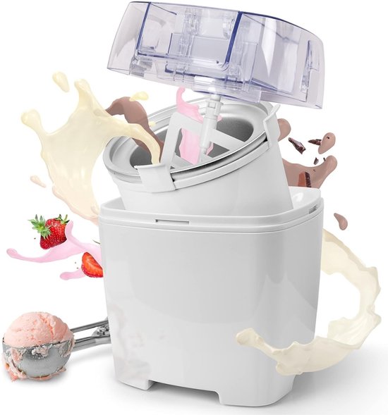 IJsmachine & Softijsmachine 1.5L – Voor Roomijs, Frozen Yoghurt, Sorbet & Gelato – Zelfgemaakt IJs in 30 Minuten – Compact Dessertmachine voor Thuisgebruik