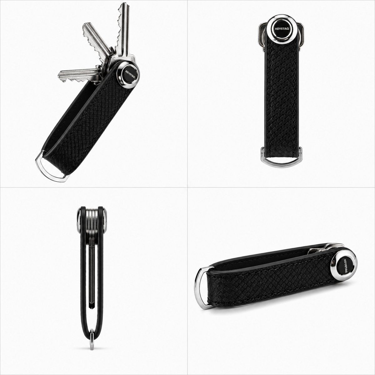 Keystaq Sleutelhanger / Sleutel Organizer – Compacte Sleutelhouder – Tot 8 Sleutels – Leer – Zwart Patroon