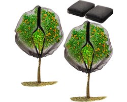Beschermnet voor fruitbomen - Insectennet - Groentenet - Microvezel plantenhoes - Vogelnet - Met ritssluiting en trekkoord - Geschikt voor blauwe bessenstruiken, fruitbomen en bloemen - 1,8 x 1,8 meter - 2 stuks - Zwart