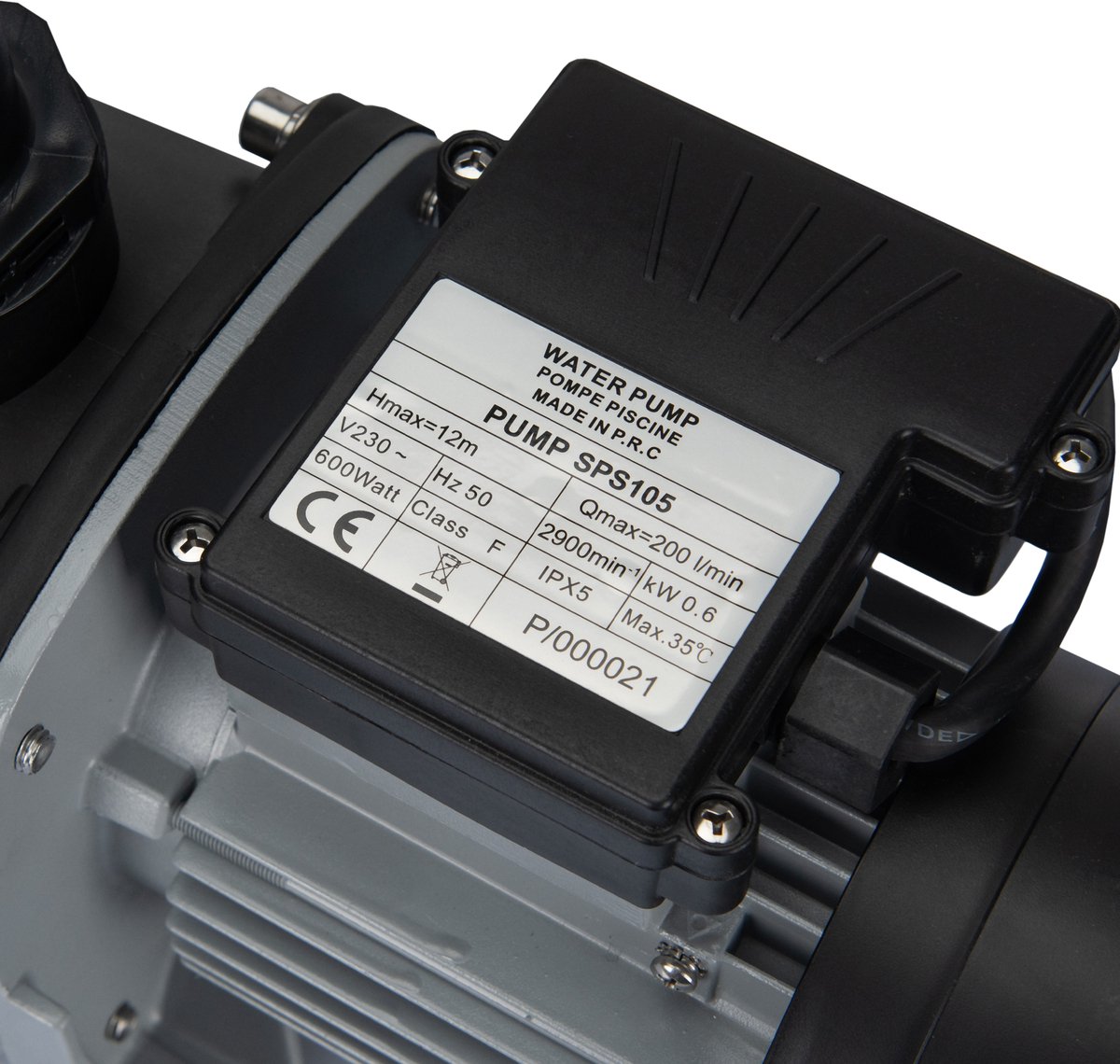 COIL Filterpompe Zwembad 12000 l/u – Circulatiepomp zwembad - zelfaanzuigend – 600W – Opvoerhoogte max. 8,5m - voor zwembaden tot 50m³ – foto 2