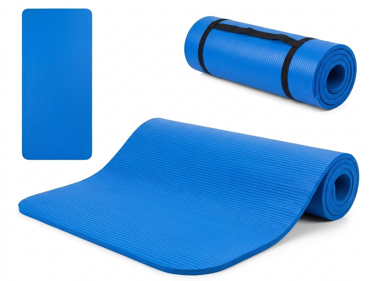 Bobbel Home Luxe Yogamat - 1cm Extra Dik - NBR Antislip - Fitnessmat voor Yoga, Pilates & Home Workout - 180x60cm - Blauw thumbnail 6