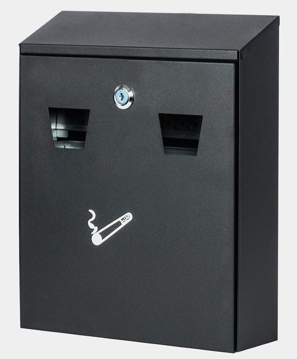 Ceruzo Wandasbak Zwart – Groot – Slot – Buiten Asbak – 32 x 26 x 8.5 cm