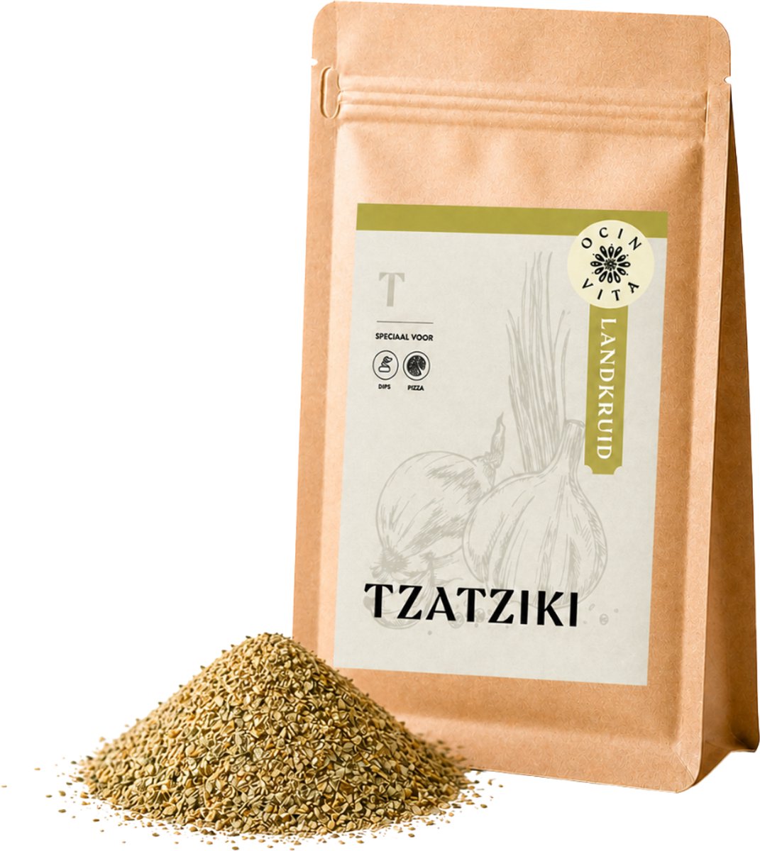 Tzatziki Kruidenmix 100g – Griekse Kruiden voor Tzatziki & Yoghurtdip – Met Knoflook & Bieslook – Voor Dips, Sauzen & Marinades – Zonder Kunstmatige Toevoegingen– Ocin Vita