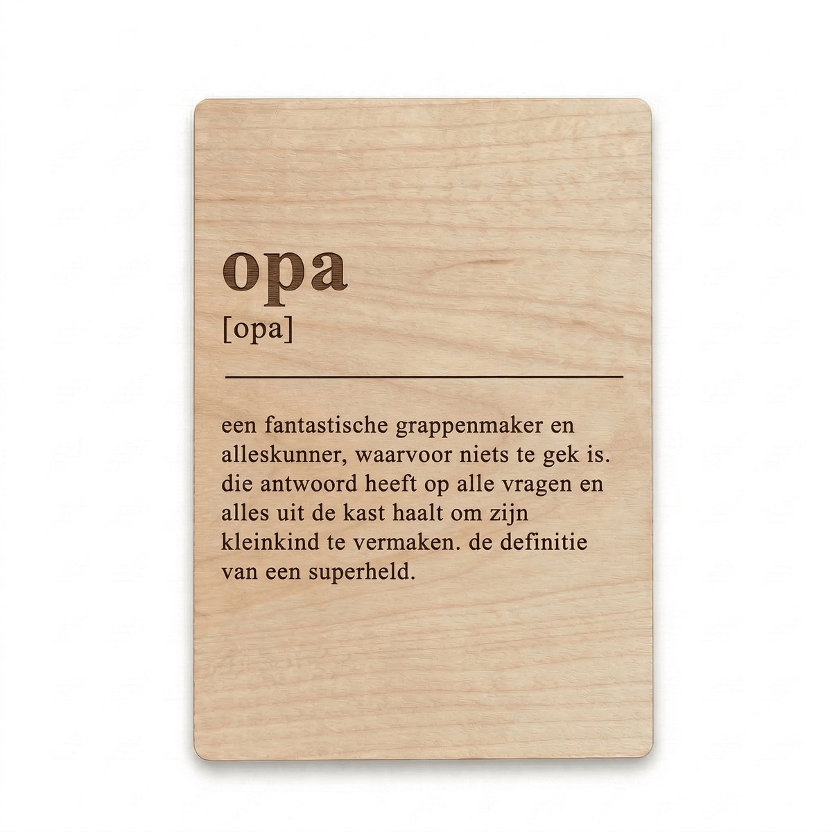 Mikki Joan - Houten bedank kaartje Opa - Cadeau opa - Triplex gelaserd - 14,8 x 10,5 cm