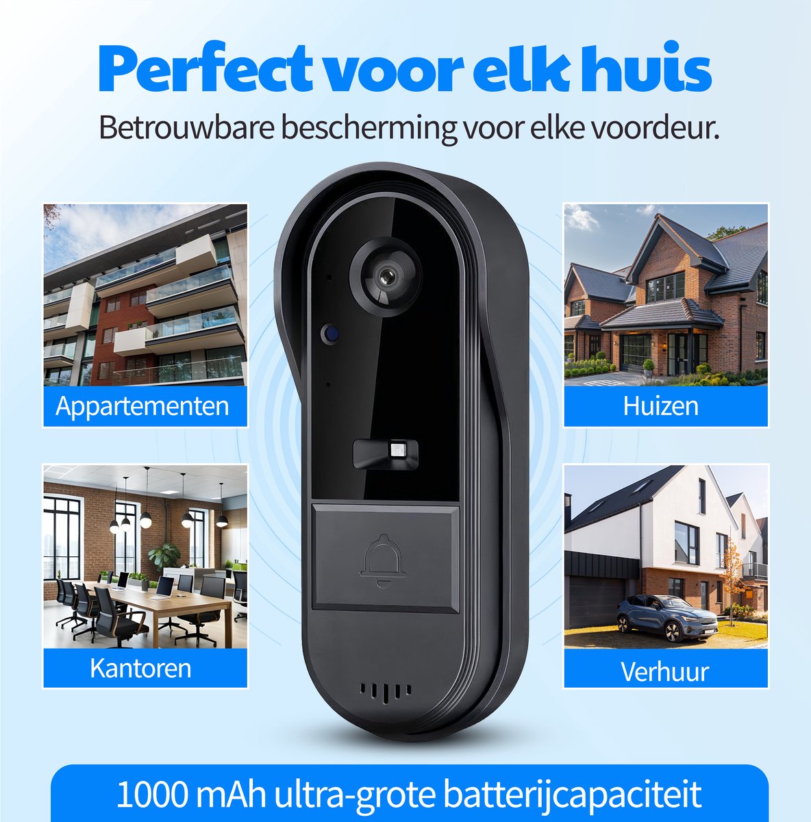 Steen Slimme Deurbel met Camera Draadloos en SD-kaart - afbeelding 2