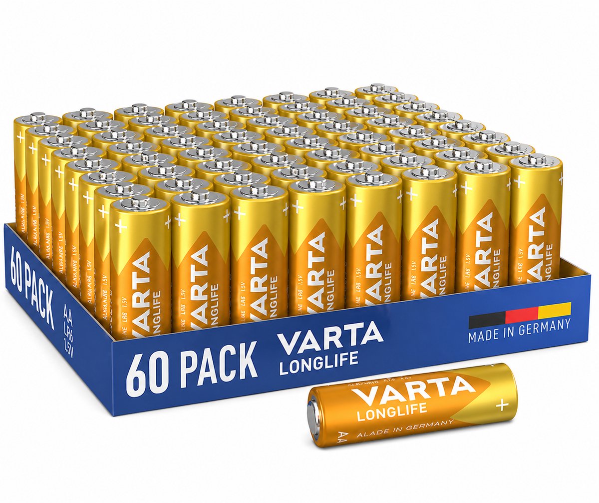 Varta LONGLIFE alkaline AA batterijen 60 stuks