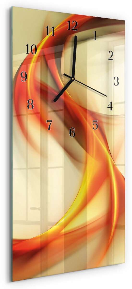 TULUP Wandklok - Abstractie Moderne Glazen Wandklok - 30x60 cm - Veelkleurig Wandklok Glas Met Motief - Zwarte Handen - Rechthoekige Wandklok - Decoratieve Glazen Klok - Glazen Wandklok Design Veelkleurig - Abstractie
