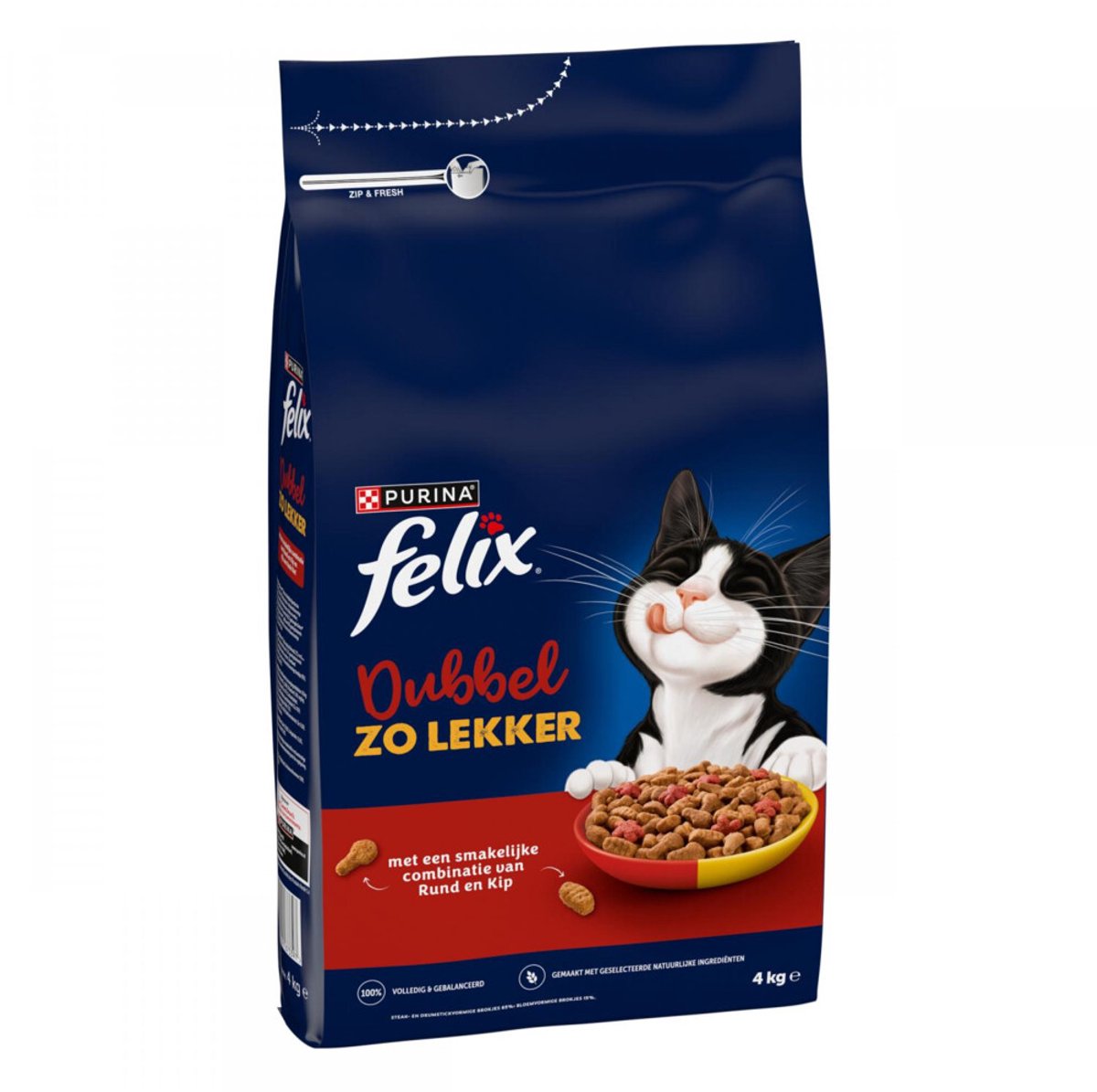 Felix Felix Kattenvoer Droog Dubbel Zo Lekker Adult Rund & Kip - 4 kg
