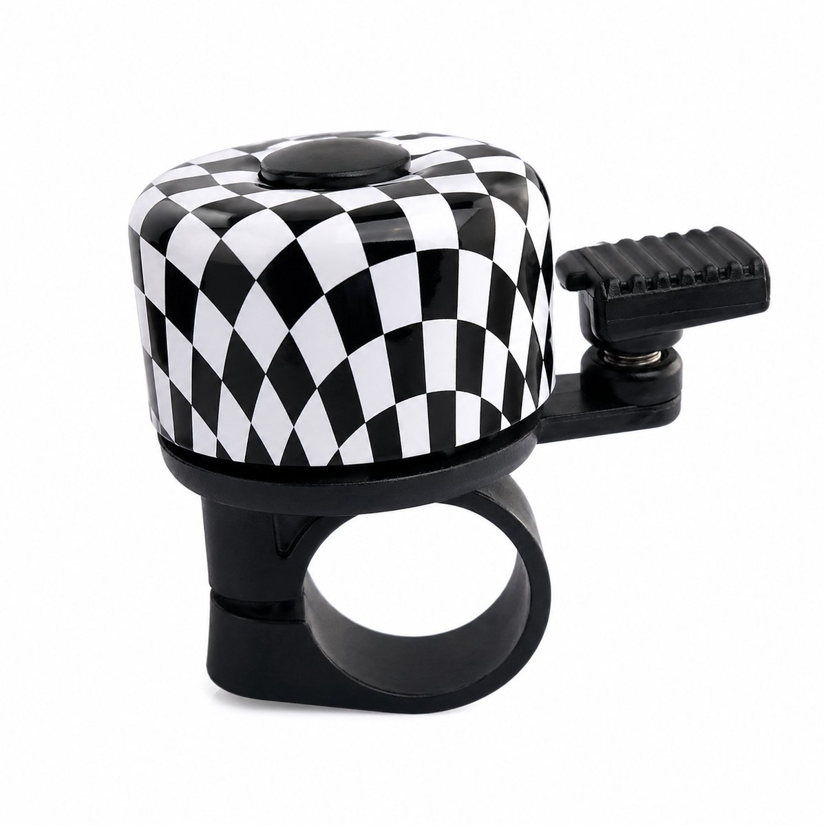 Fardmell Fietsbel zwart wit checker – race fietsbel – luid geluid – kinderfiets bel jongens meisjes – stuur 22 mm – universeel