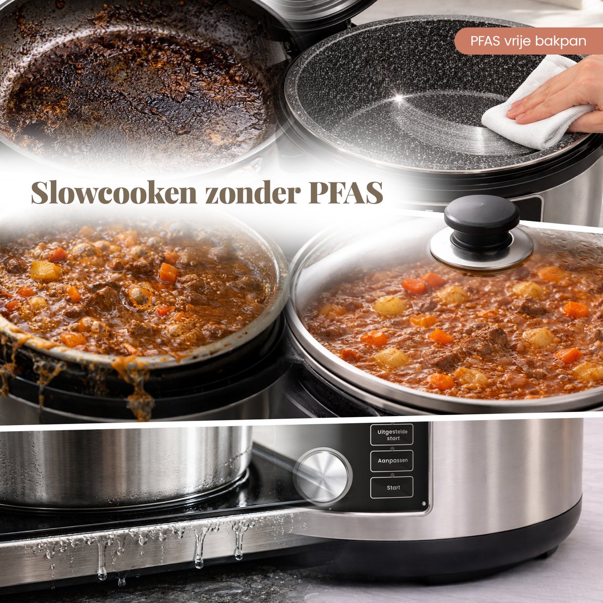 Fornello Slowcooker met Timer - Keramische Bakpan - afbeelding 2