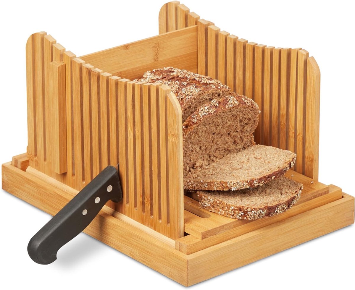 YOR® Broodsnijder Hulpmiddel - Broodsnijmachine Handmatig Met Kruimelopvang - Broodplank Hout - Broodsnijplank - Met Verstelbare Dikte - Natuurlijk‎ - 32cm x 24cm x 20cm; 1.2 kg