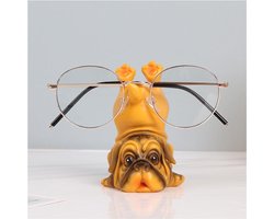Kleine Shar-Pei Hond Sculptuur als Brillenstandaard en Lenzenvloeistof Houder - Cartoon Dier Ornament voor Thuisdecoratie en Geschenken