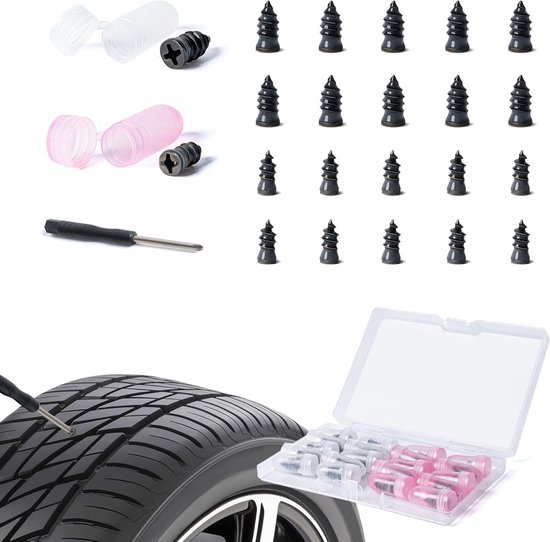 20 clous en caoutchouc pour pneus, vis de réparation avec tournevis, kit de réparation de pneus pour voiture, moto et vélo