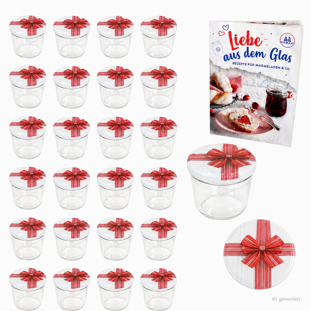 Set van 25 stuks sturzglas 230 ml TO 82 Geschenk deksel incl. receptenboekje