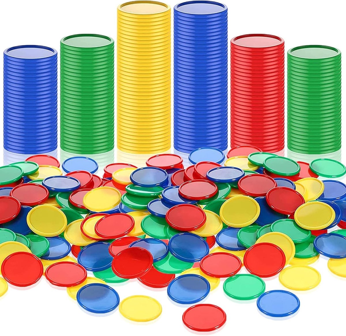 400 Stuks Plastic Poker Chips in 4 Kleuren, 2.5 cm, Ideaal voor Spellen, Educatie en Beloningen