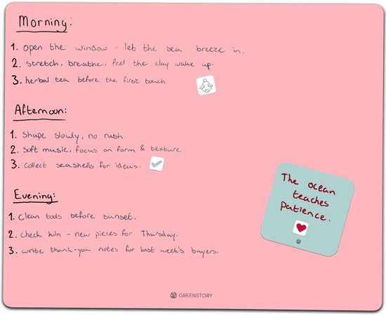 GreenStory - Zelfklevend Whiteboard - Sticky Whiteboard - XL - Roze - met Sticky Pen