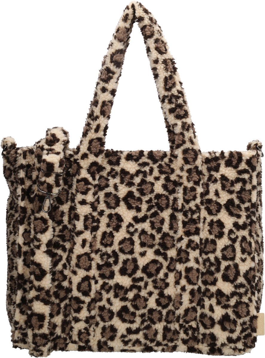 Beagles Lugo Shopper - Teddy Tas - 15,6 inch Laptopvak - Schoudertas - Handtas - Dames Tas - Laptoptas - Werk - School - Tote Bag - Dames Tas - Luipaard Beige