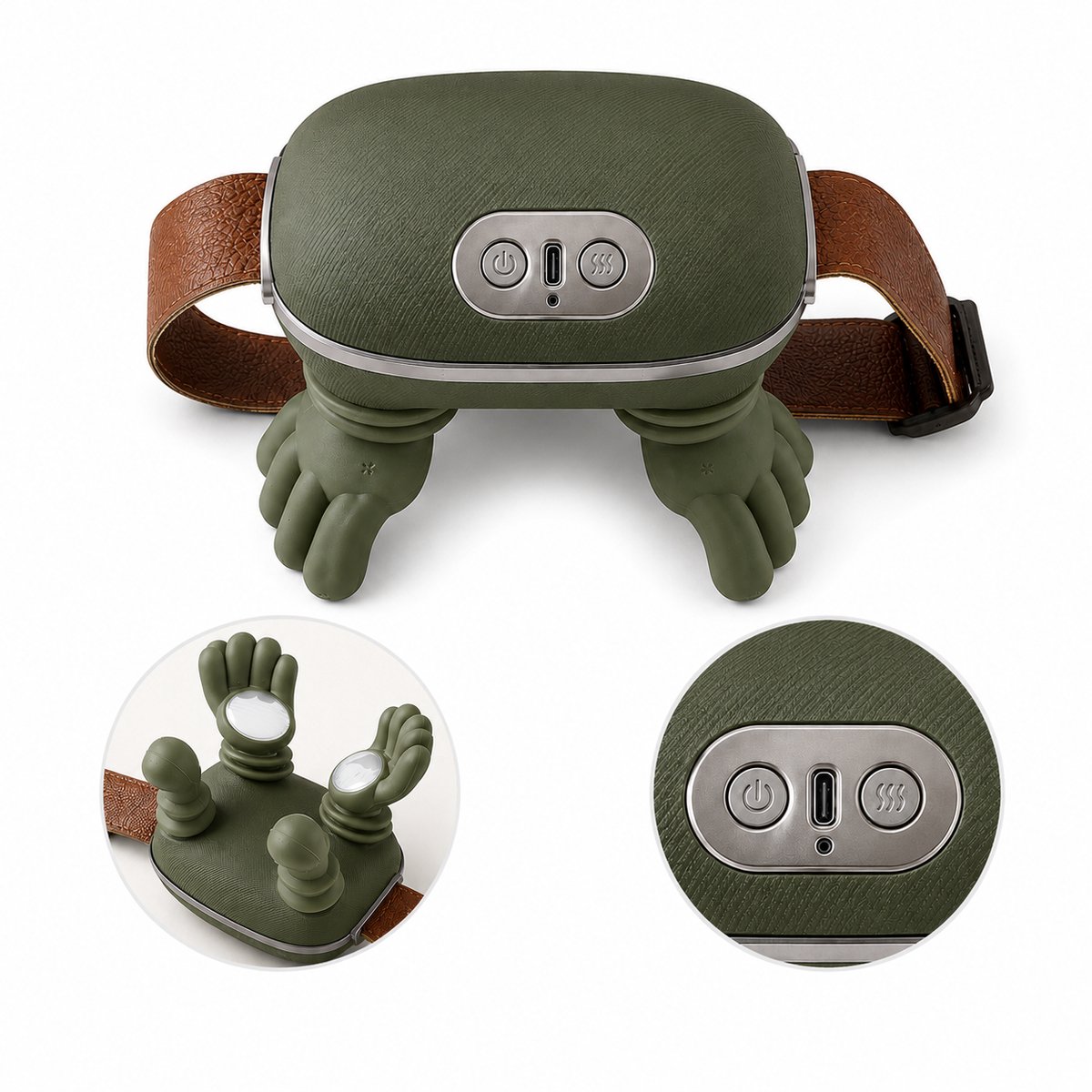 Goodz Crate Nekmassage Apparaat Draadloos met Infrarood Warmte - Verwarmde Massagehand - Arm, Rug, Been, Schouder & Nek Massager - Shiatsu Massagekussen