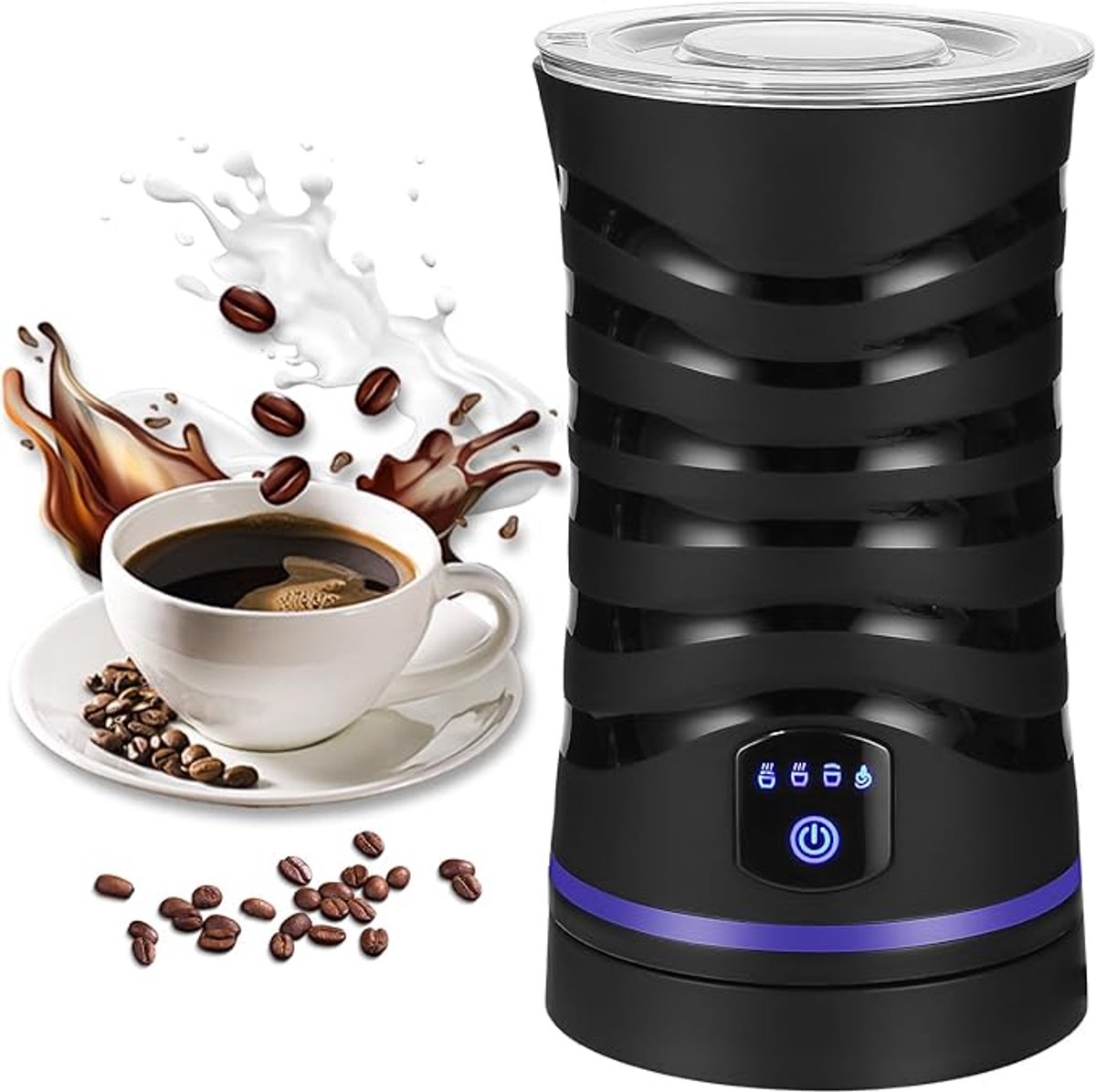 Elektrische melkopschuimer 4-in-1 antiaanbaklaag warm en koud melkschuim automatische uitschakeling ideaal voor koffie en melk