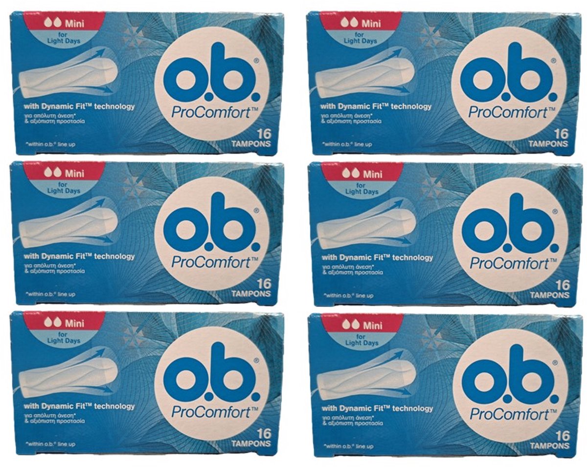 o.b. ProComfort Mini - tampons - tampon lichte tot normale menstruatiedagen - 6 x16 stuks