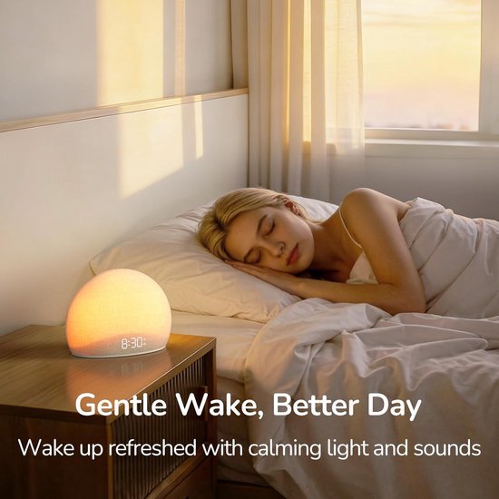 Wekker met Zonsopgang Simulatie, Lichttherapie, FM Radio en Bluetooth Speaker — afbeelding 5