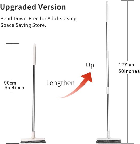 Vloer- en voegenscrubborstel 120° draaibaar met lange steel 46 inch – breed 23 cm voor tegels en moeilijk bereikbare plekken — afbeelding 4