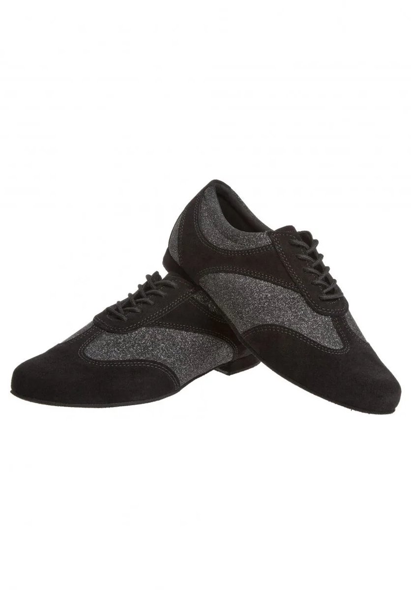 Dames oefen dansschoenen - Diamant 183-005-547 - Trainersschoen - Stabiele hak 1,2cm - Glitter - Flexibele suède zool - Lichtgewicht - Comfortabel